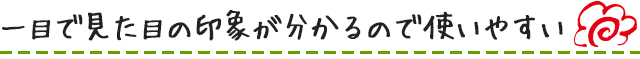 一目で見た目の印象が分かるので使いやすい